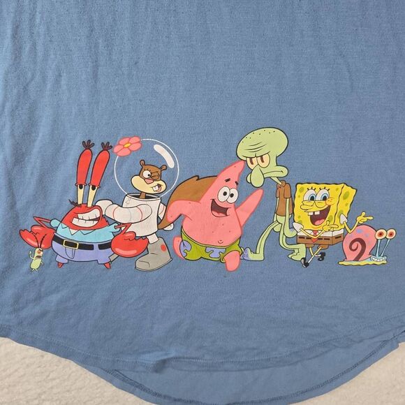 Nickelodeon Women's SpongeBob SquarePants Crew Neck Graphic T-Shirt Blue Large - Picture 3 of 9